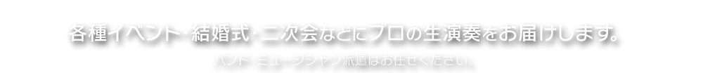 各種イベント.結婚式・二次会などにプロの生演奏をお届けします。